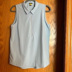 Pretty baby blue Eddie Bauer sleeveless pull over with 1/2 zipper.